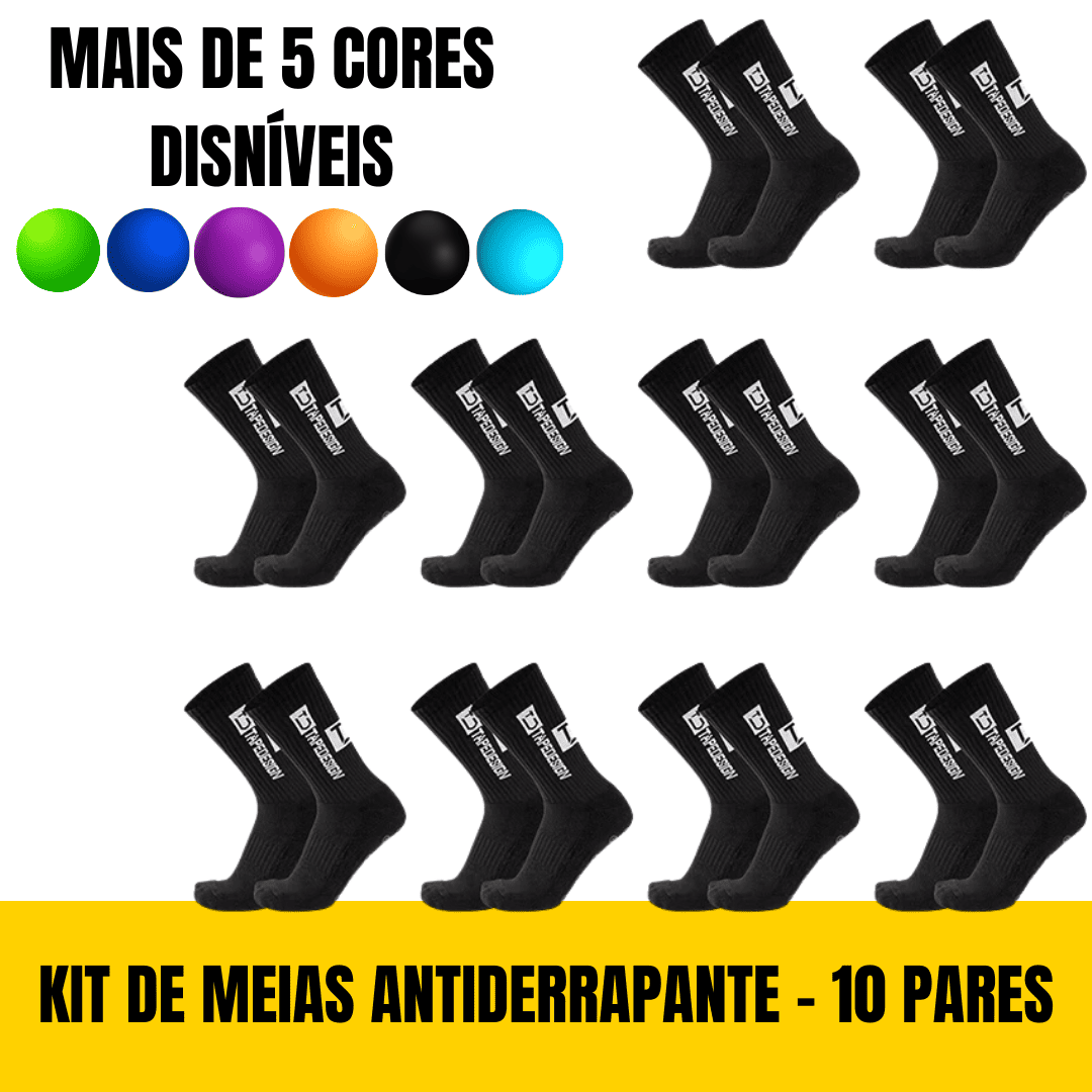 Meias de Futebol Antiderrapantes - Combo com 10 Pares