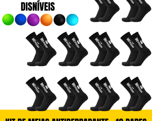 Meias de Futebol Antiderrapantes - Combo com 10 Pares