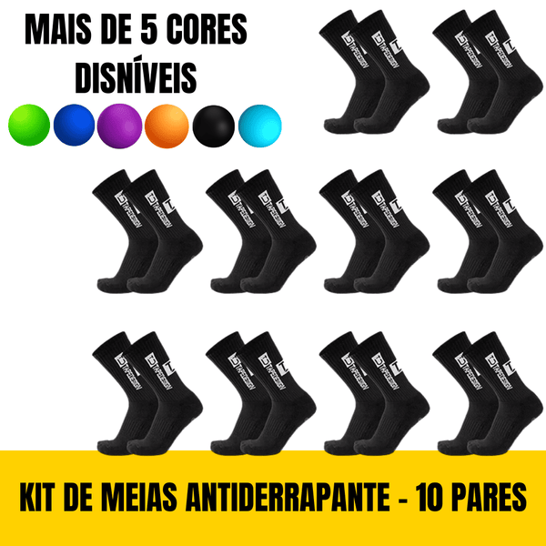 Meias de Futebol Antiderrapantes - Combo com 10 Pares