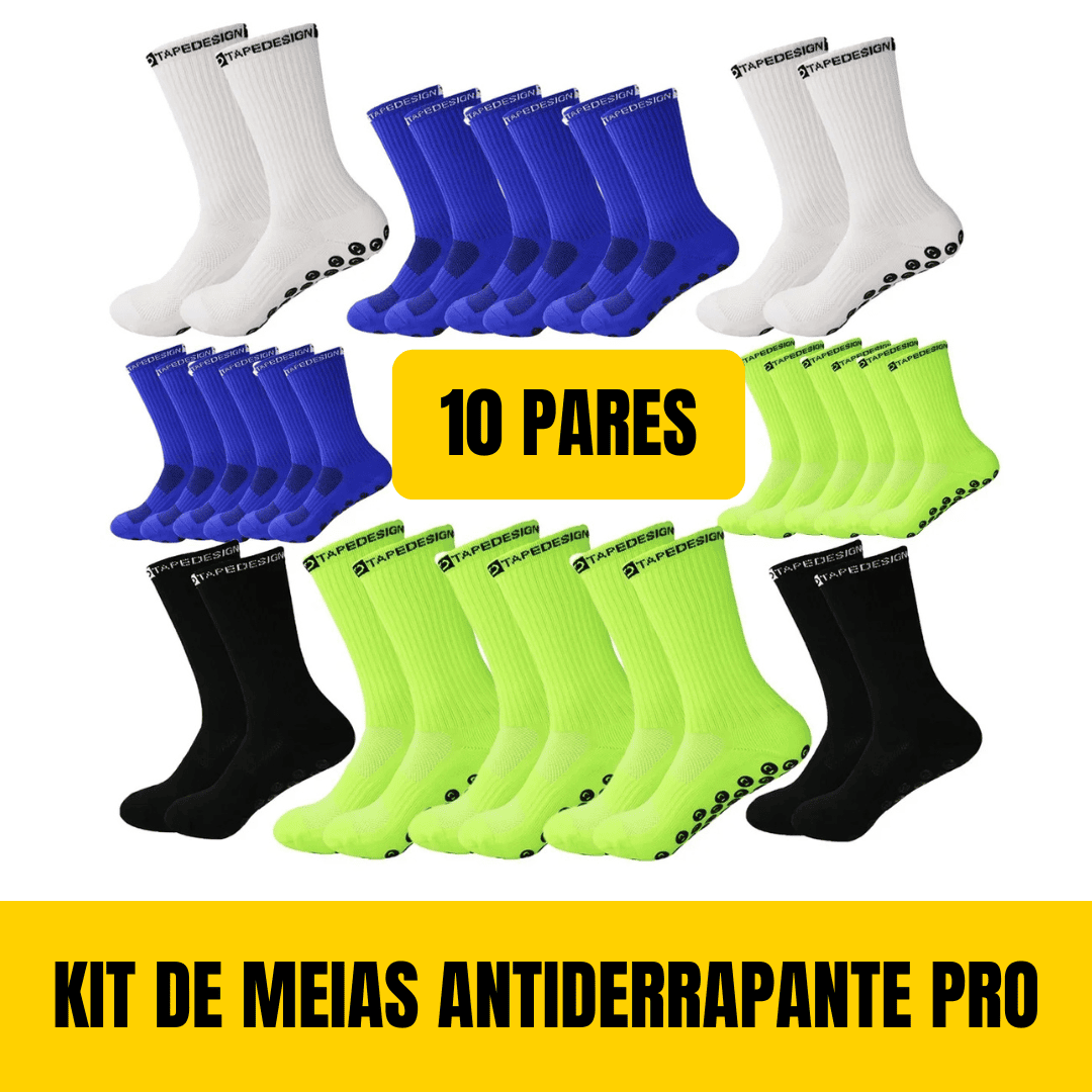 Kit Meias Antiderrapantes Esportivas - Combo com 10 Pares