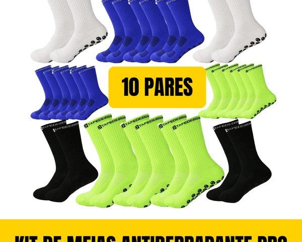 Kit Meias Antiderrapantes Esportivas - Combo com 10 Pares