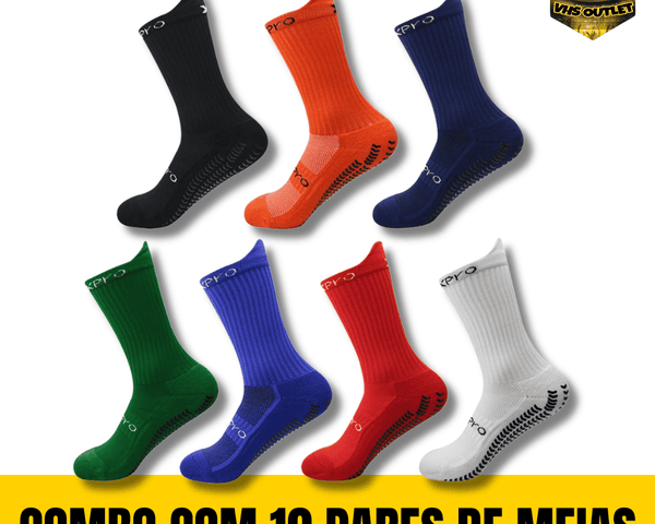 Kit de Meias Esportivas Antiderrapantes - Combo com 10 Pares