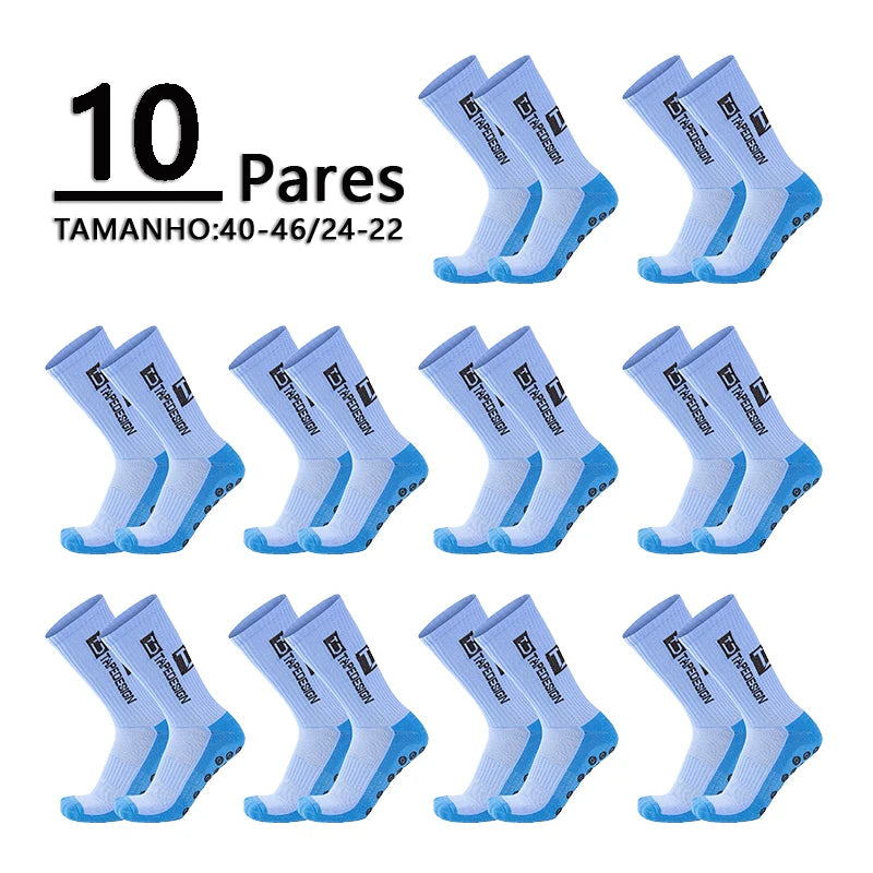 Meias de Futebol Antiderrapantes - Combo com 10 Pares