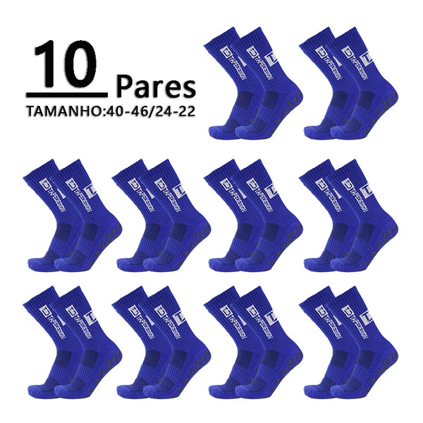 Meias de Futebol Antiderrapantes - Combo com 10 Pares