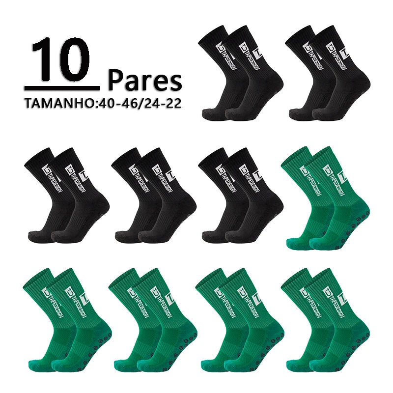 Meias de Futebol Antiderrapantes - Combo com 10 Pares