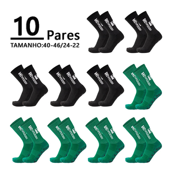 Meias de Futebol Antiderrapantes - Combo com 10 Pares