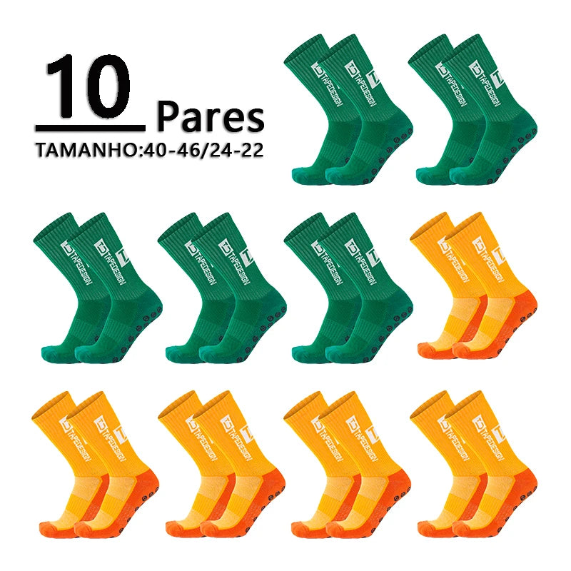 Meias de Futebol Antiderrapantes - Combo com 10 Pares