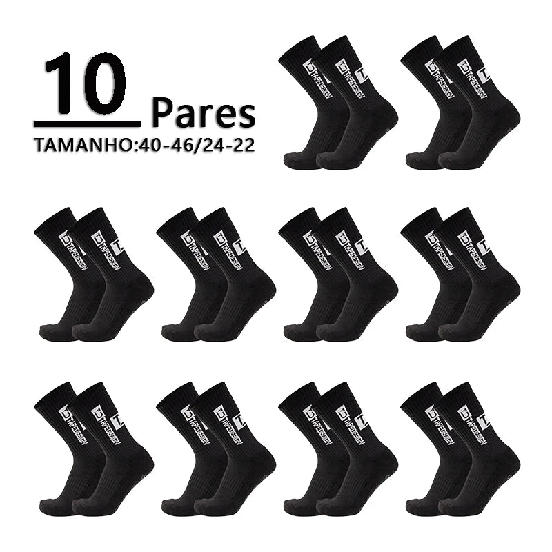 Meias de Futebol Antiderrapantes - Combo com 10 Pares