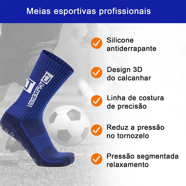 Meias de Futebol Antiderrapantes - Combo com 10 Pares