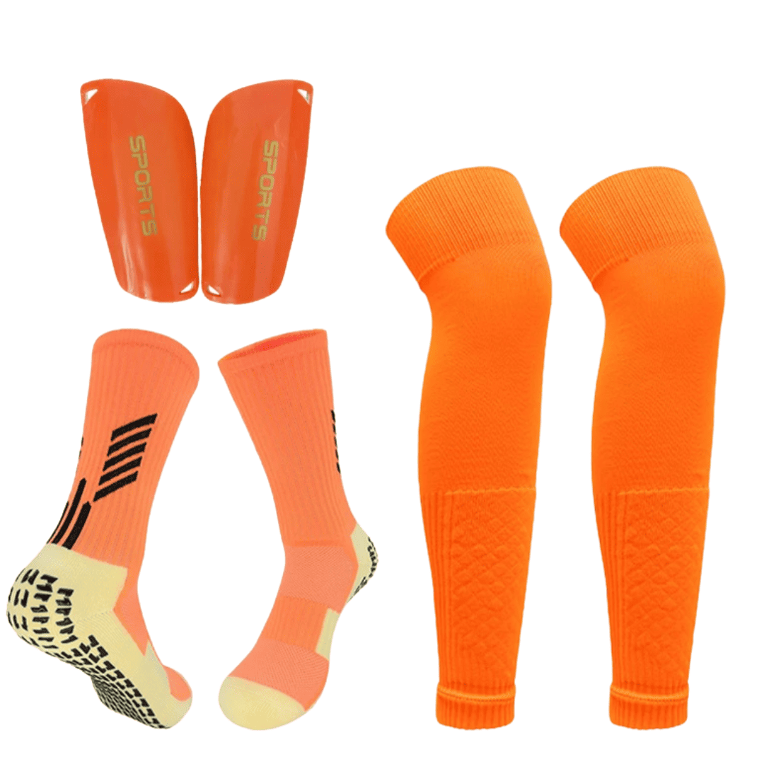 Combo de Acessórios de Futebol (Meia+Caneleira+Canelito) - Kit Jogador