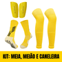 Combo de Acessórios de Futebol (Meia+Caneleira+Canelito) - Kit Jogador