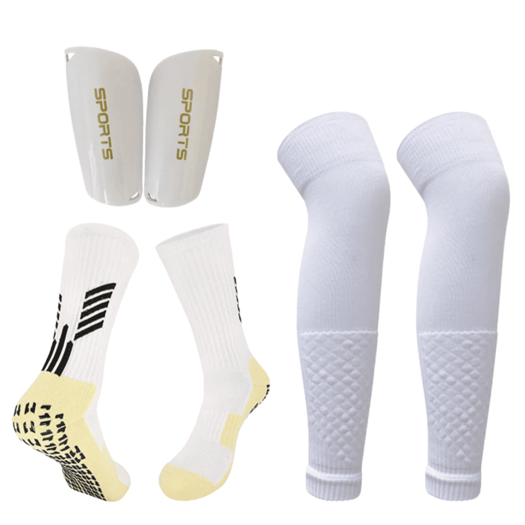 Combo de Acessórios de Futebol (Meia+Caneleira+Canelito) - Kit Jogador