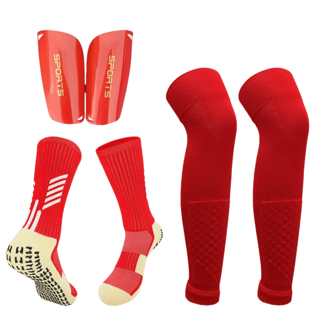 Combo de Acessórios de Futebol (Meia+Caneleira+Canelito) - Kit Jogador
