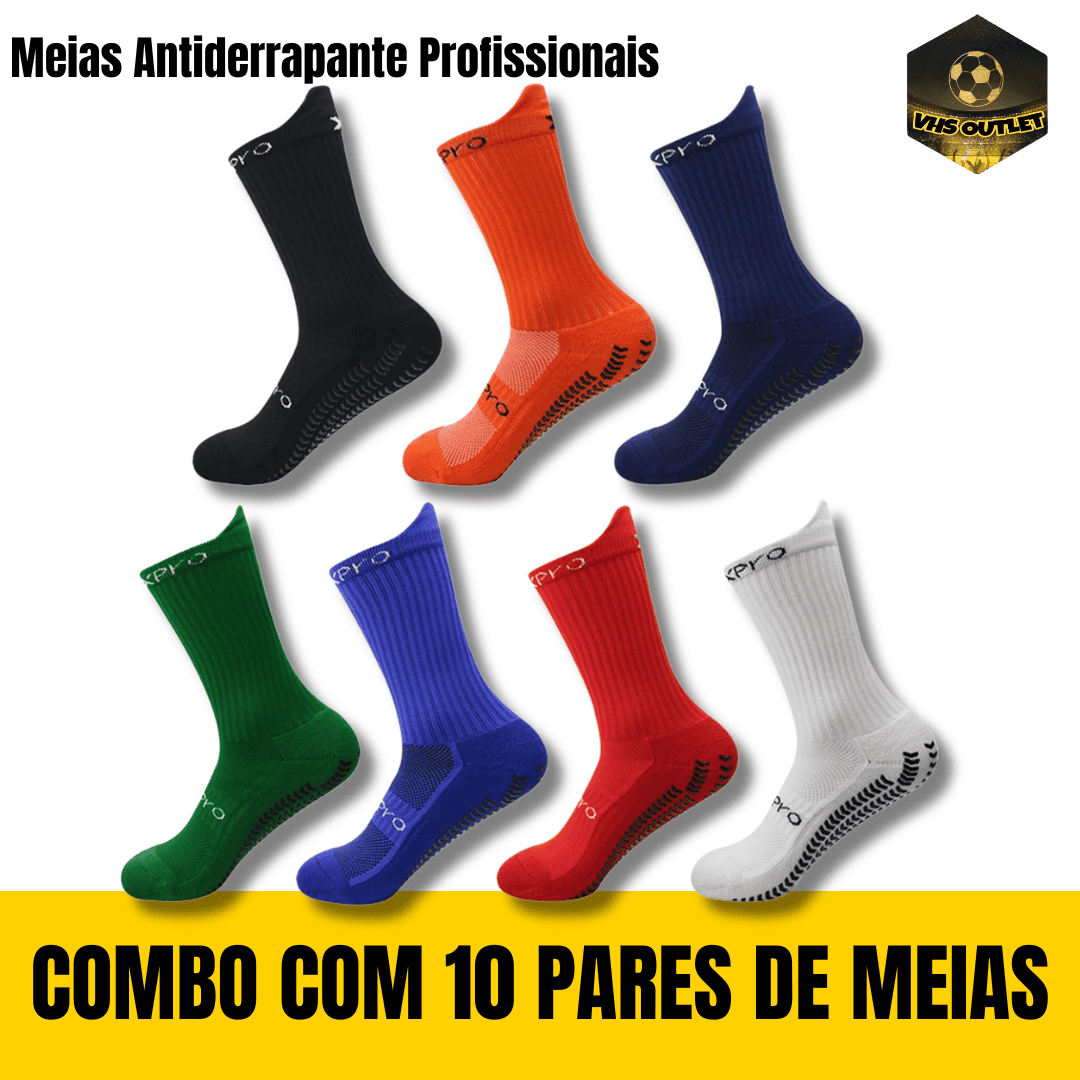 Kit de Meias Esportivas Antiderrapantes - Combo com 10 Pares