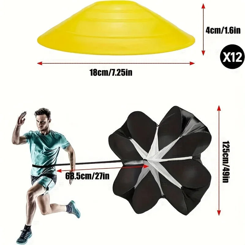 Kit de Treinamento Agilidade: Escada, Cones, Estacas e Paraquedas
