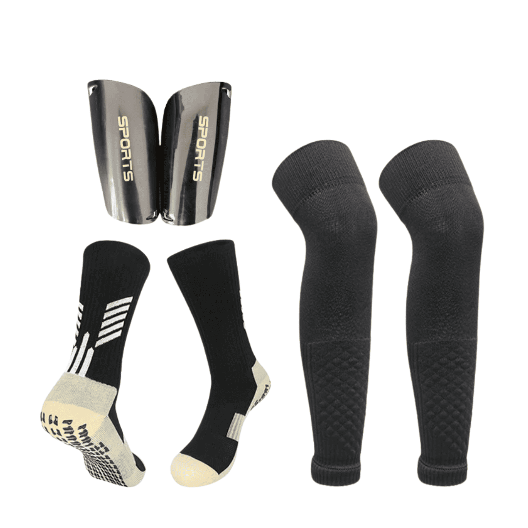 Combo de Acessórios de Futebol (Meia+Caneleira+Canelito) - Kit Jogador